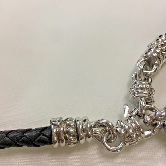 Judith Ripka braided leather and Sterling silver heart necklace new without tags - Picture 9 of 10